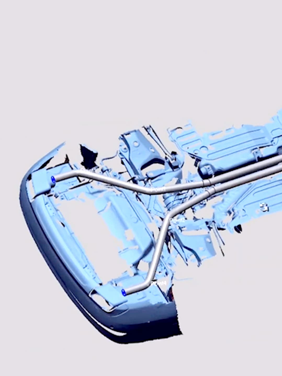 Eine Auspuffanlage wird auf Grundlage eines Artec Leo Scans in weniger als einer Stunde mit Design X neu entworfen