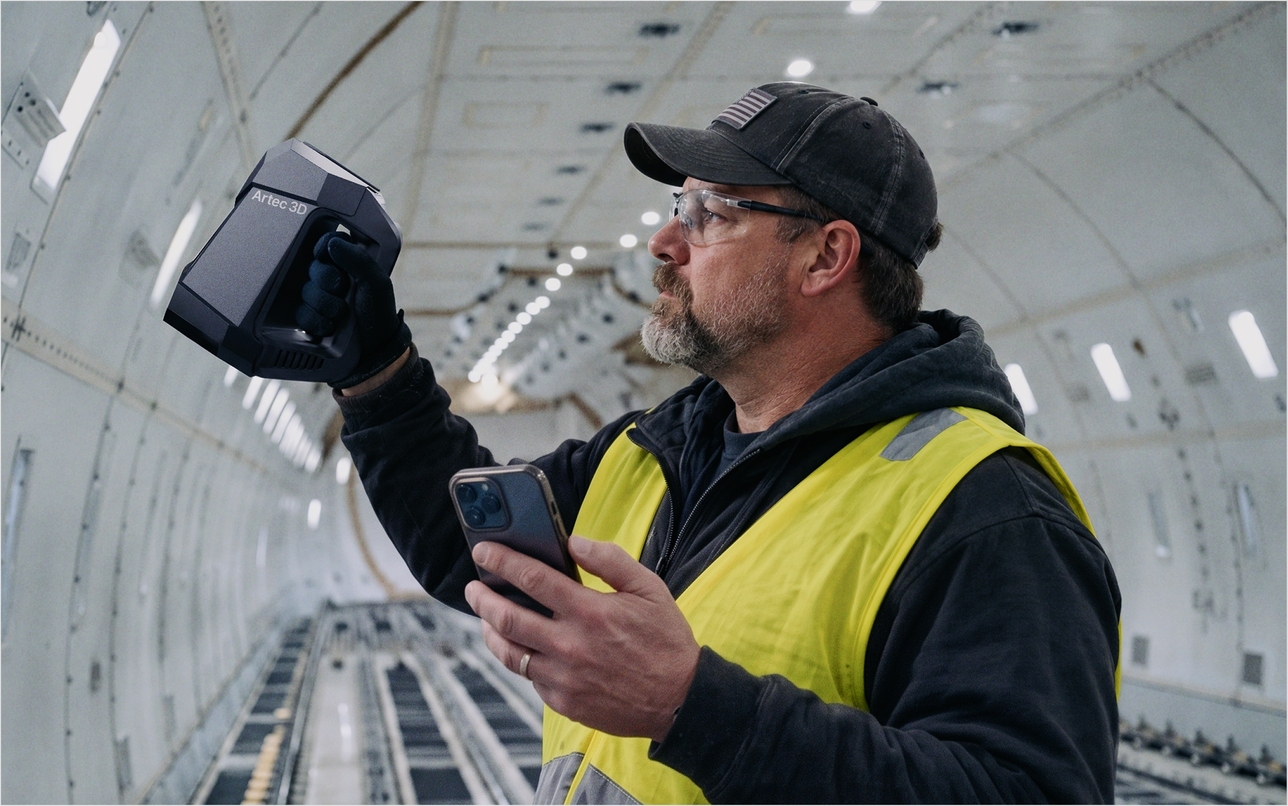 Artec Neo wireless scanning inside an aircraft